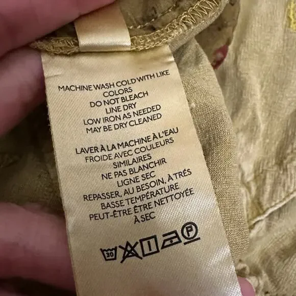 PILCRO ANTHROPOLOGIE Shorts Khaki Embroidered Drawstring Casual Beach - Picture 8 of 9